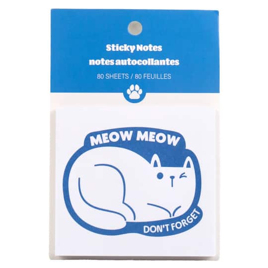 3.25" Meow Meow Don't Forget Cat-Shaped Sticky Notes